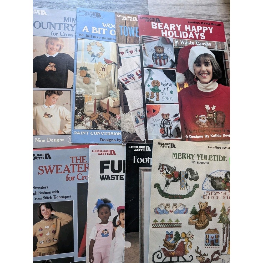 Lot 18 Vintage Leisure Arts Cross Stitch Pattern Books Leaflets Christmas... - Picture 4 of 11